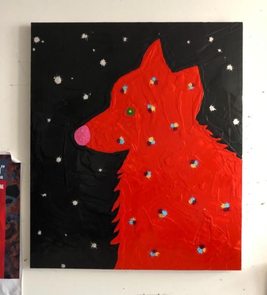 Red Wolf 56x48 acrylic 